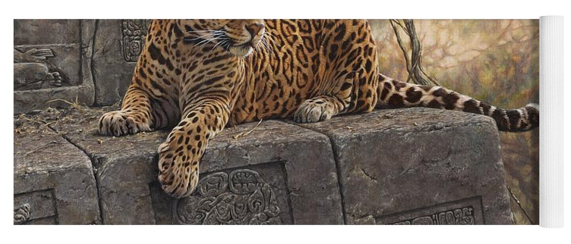 Jaguar Yoga Mat featuring the painting The Jaguar King by Alan M Hunt