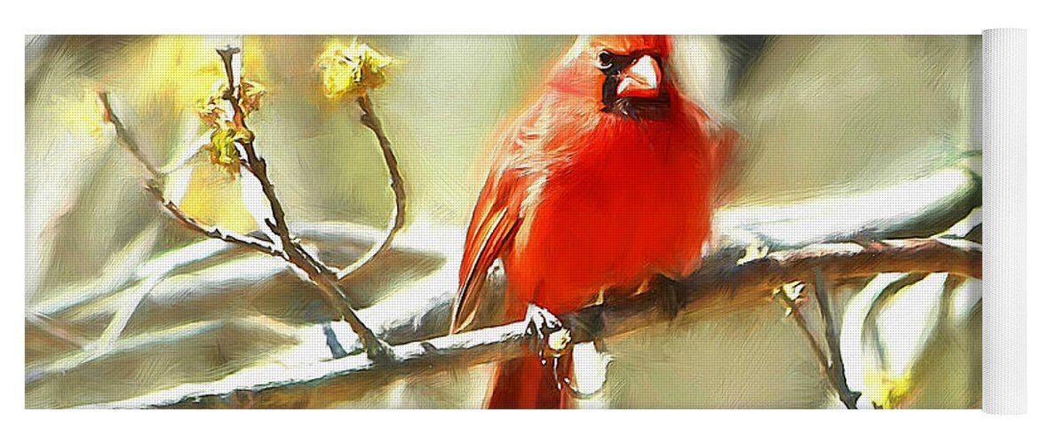 Northern Cardinal Yoga Mat featuring the digital art The King On His Throne by Tina LeCour