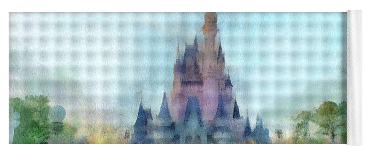 Castle Yoga Mat featuring the photograph The Magic Kingdom Castle WDW 05 Photo Art by Thomas Woolworth