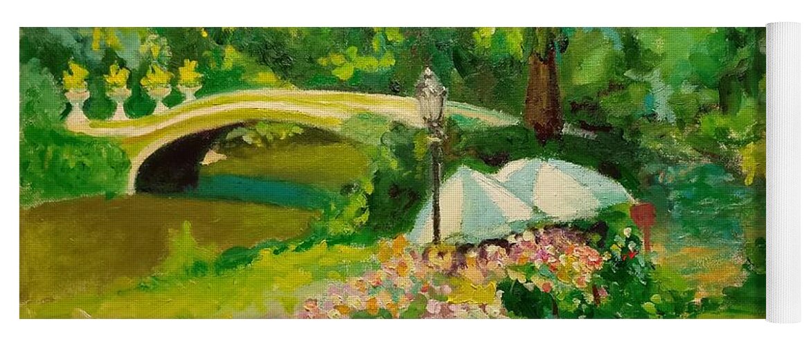 Landscape Yoga Mat featuring the painting The Magnificent Bow Bridge by Nicolas Bouteneff