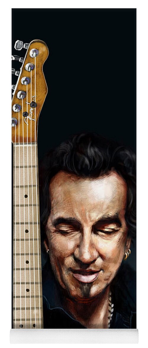 Bruce Springsteen Yoga Mat featuring the painting The Man and His Guitar by Arie Van der Wijst