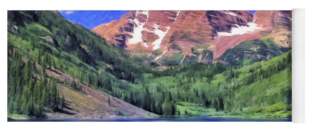 Maroon Bells Yoga Mat featuring the painting The Maroon Bells by Dominic Piperata