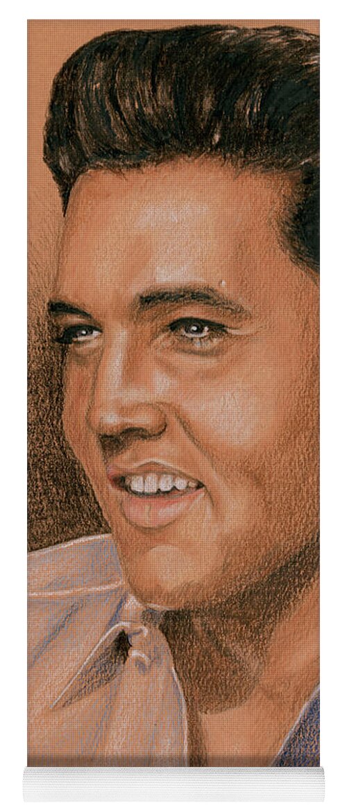 Elvis Yoga Mat featuring the drawing The Movie Star by Rob De Vries
