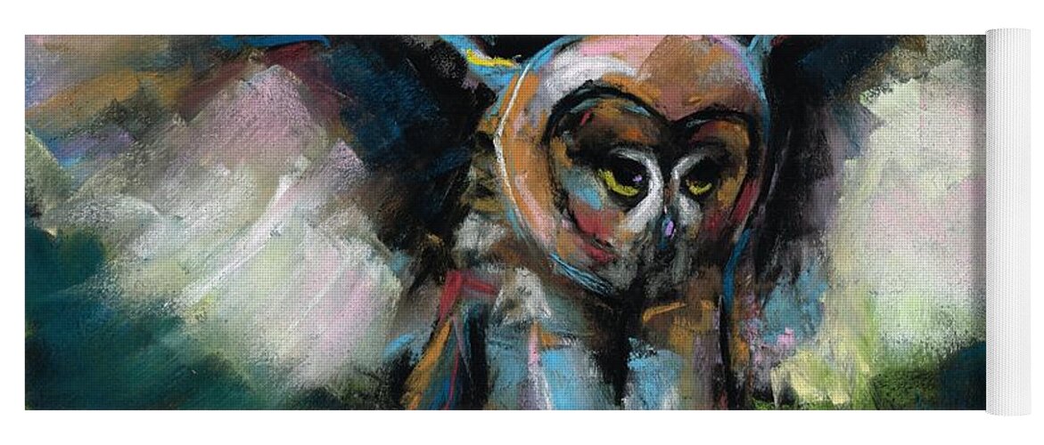 Owls Yoga Mat featuring the painting The Night Owl by Frances Marino