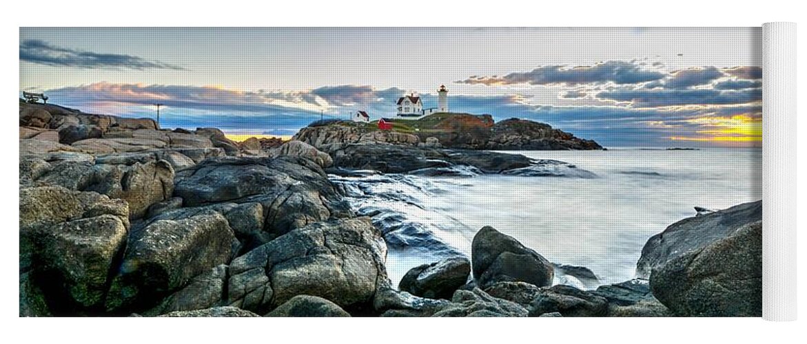 Maine Yoga Mat featuring the photograph The Nubble by Steve Brown