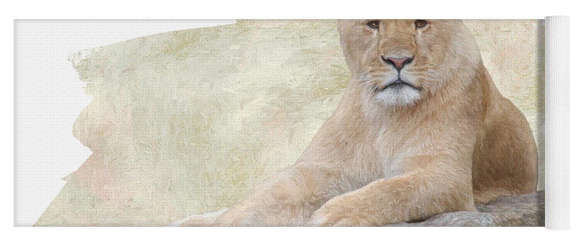Lion Yoga Mat featuring the digital art The Observer by Jayne Carney