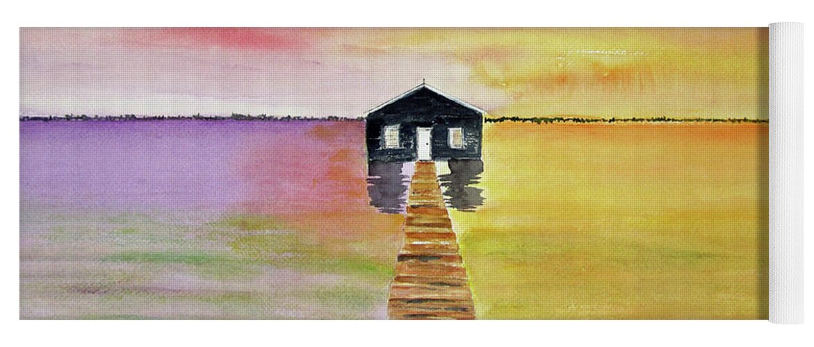 Boat Shed Yoga Mat featuring the painting The Old Boat Shed by Elvira Ingram
