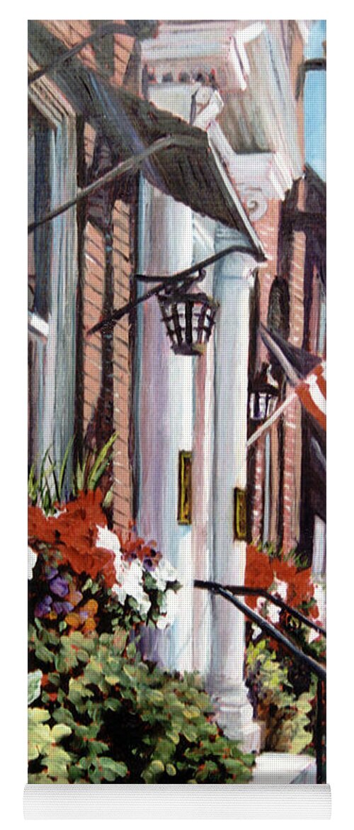 Historic Town Yoga Mat featuring the painting The Old Clock by Marie Witte