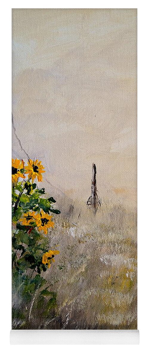 Sunflowers Yoga Mat featuring the painting The Old Fence by Alan Lakin
