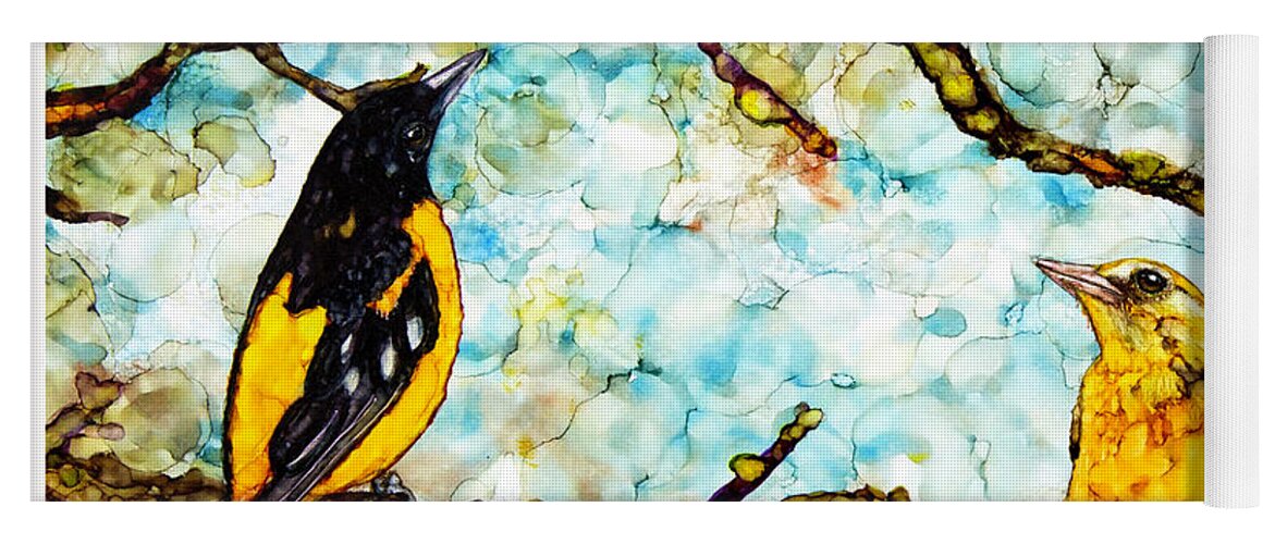 Oriole Yoga Mat featuring the painting The Pair 2 by Jan Killian