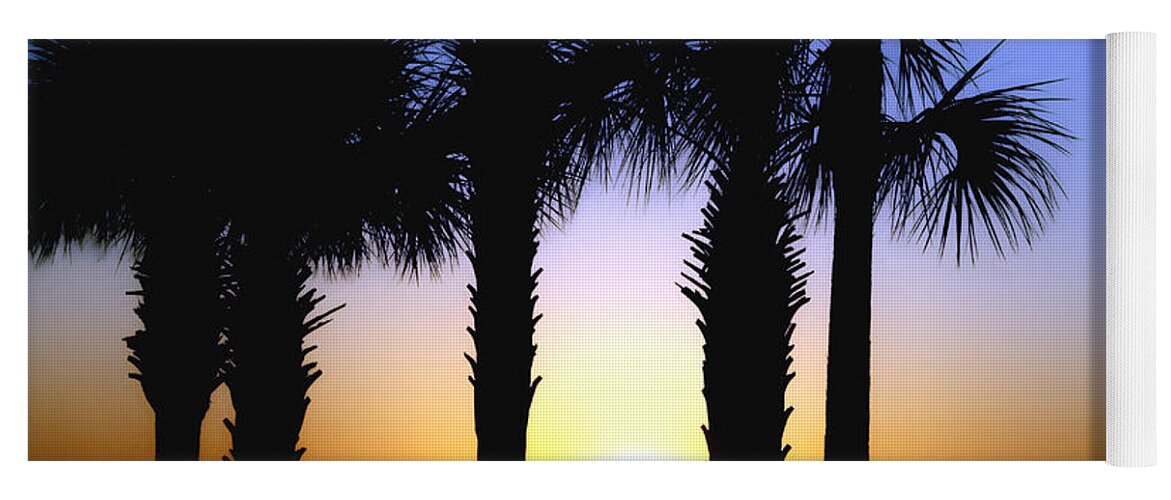 Sunset Yoga Mat featuring the photograph The Palms At Sunset by Debra Forand