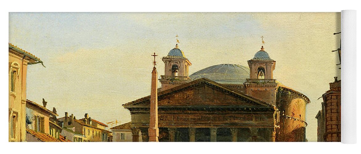Ippolito Caffi Yoga Mat featuring the painting The Pantheon. Rome by Ippolito Caffi