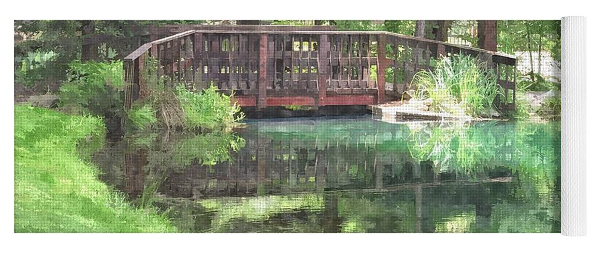 The Pond Bridge Yoga Mat featuring the photograph The Pond Bridge by Frank Wilson