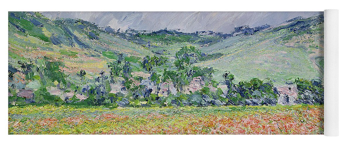 Monet Yoga Mat featuring the painting The Poppy Field near Giverny by Claude Monet