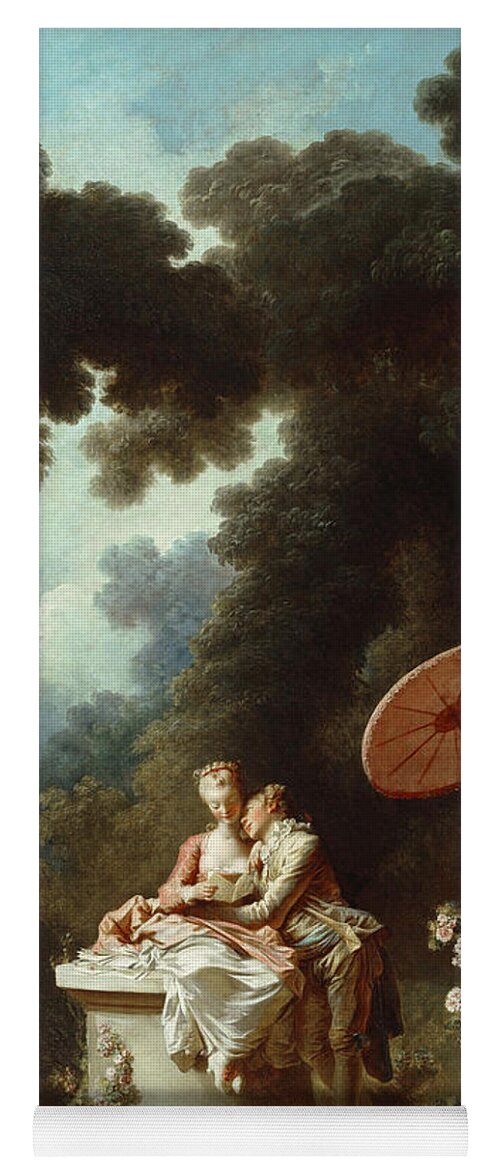 Jean-honore Fragonard Yoga Mat featuring the painting The Progress of Love. Love Letters by Jean-Honore Fragonard