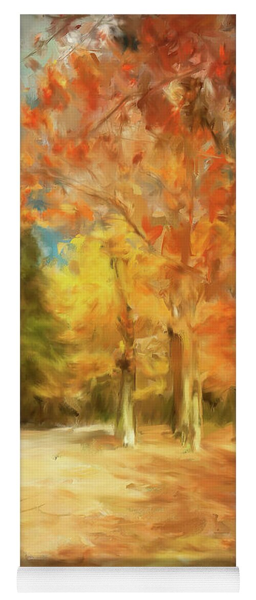 Autumn Yoga Mat featuring the digital art The Road Home by Lois Bryan
