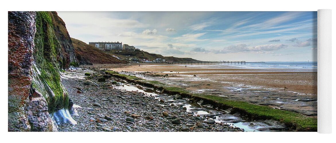 Seaside Yoga Mat featuring the photograph The Seaside town of Saltburn by Jeff Townsend
