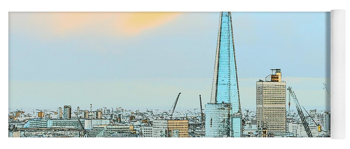 Great Britain Yoga Mat featuring the photograph The Shard outline poster by Gary Eason