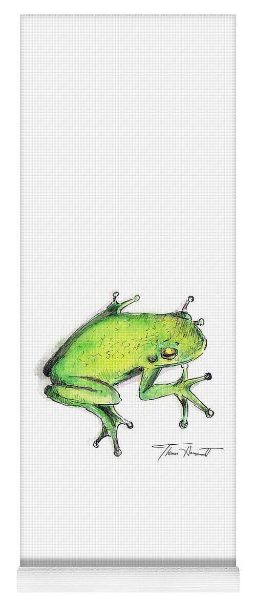 Frog Yoga Mat featuring the painting The Singing Frog by Thomas Hamm