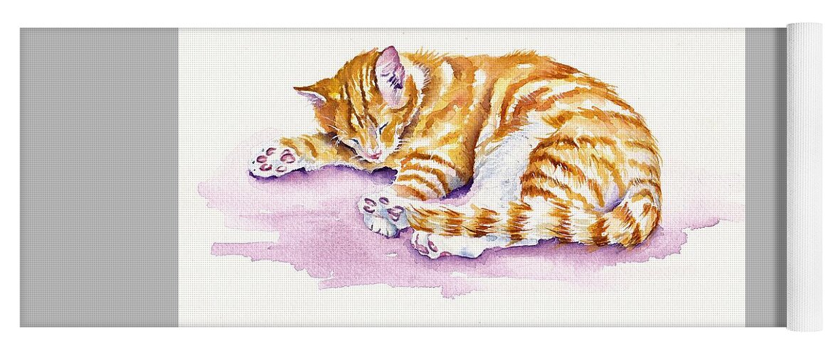 Kitten Yoga Mat featuring the painting The Sleepy Kitten by Debra Hall