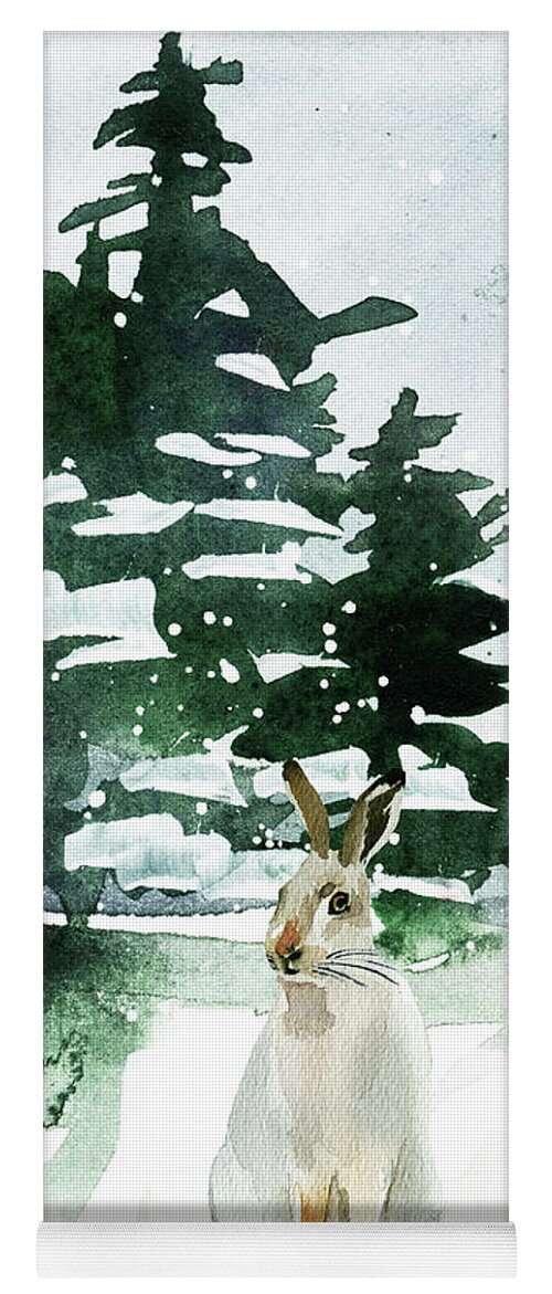 Rabbits Yoga Mat featuring the painting The Snow Bunny by Colleen Taylor