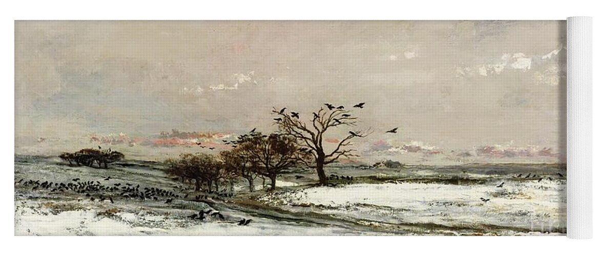 The Yoga Mat featuring the painting The Snow by Charles Francois Daubigny