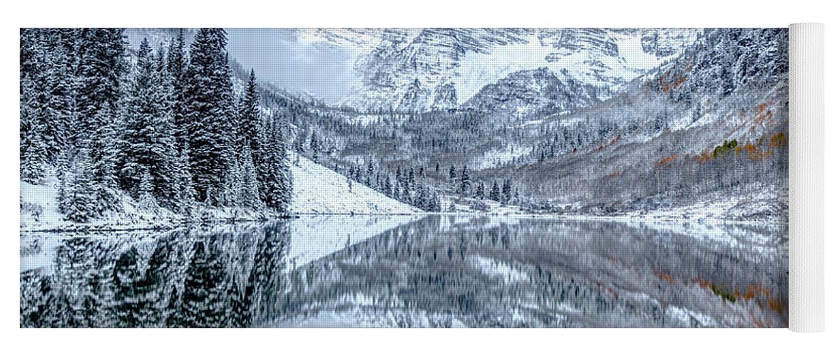 America Yoga Mat featuring the photograph The Snowy Bells - Maroon Bells Aspen Colorado by Gregory Ballos