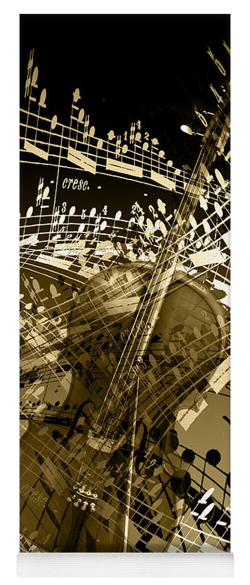 Cello Yoga Mat featuring the photograph The Swirl of Music in Sepia by Randall Nyhof