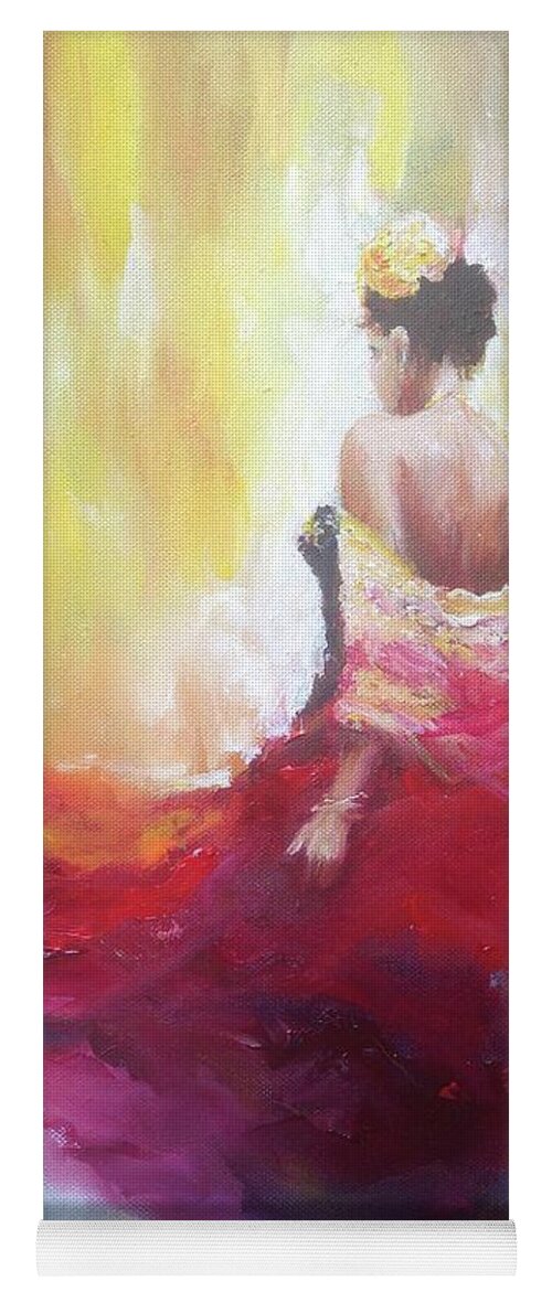 Red Yoga Mat featuring the painting The Swish of her skirts.. by Lizzy Forrester