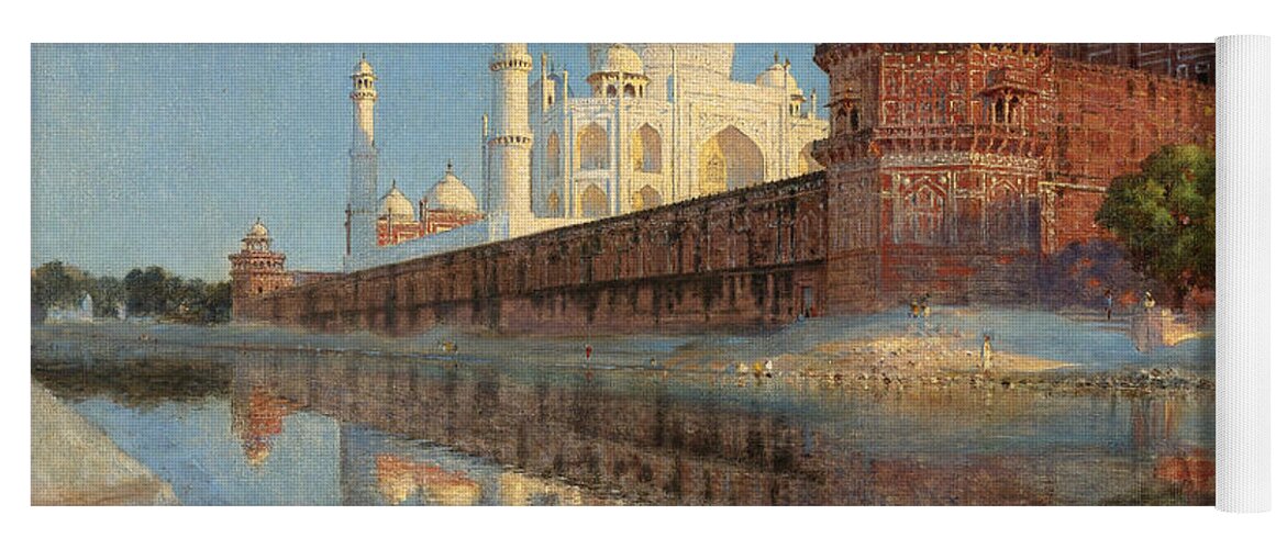 Vasily Vereshchagin Yoga Mat featuring the painting The Taj Mahal. Evening by Vasily Vereshchagin