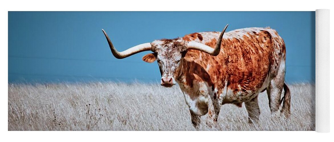 Longhorn Yoga Mat featuring the photograph The Texas Longhorn by Linda Unger