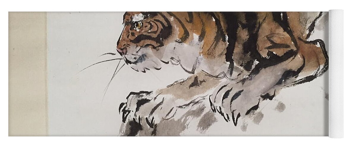  Tiger At Rest Yoga Mat featuring the painting Tiger At Rest by Fereshteh Stoecklein