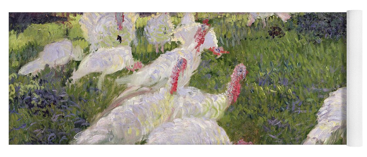 The Turkeys At The Chateau De Rottembourg Yoga Mat featuring the painting The Turkeys at the Chateau de Rottembourg by Claude Monet