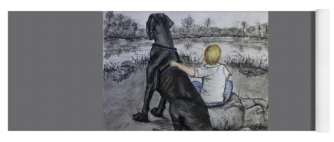 Great Dane Yoga Mat featuring the painting The Ultimate best friend by Kelly Mills