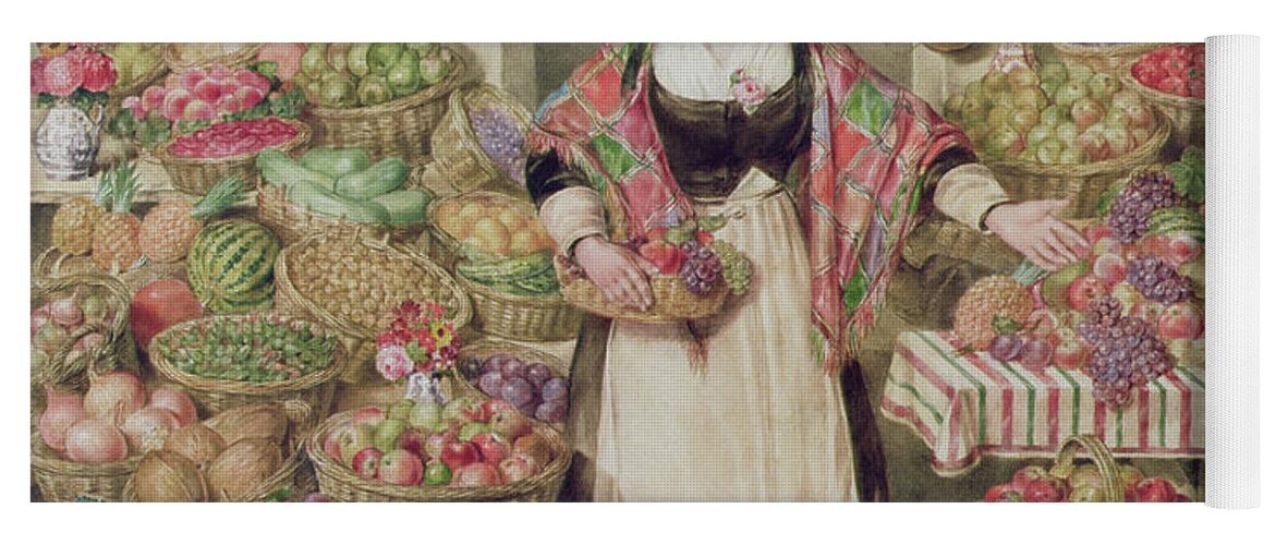 Fruit Yoga Mat featuring the painting The Vegetable Stall by Thomas Frank Heaphy