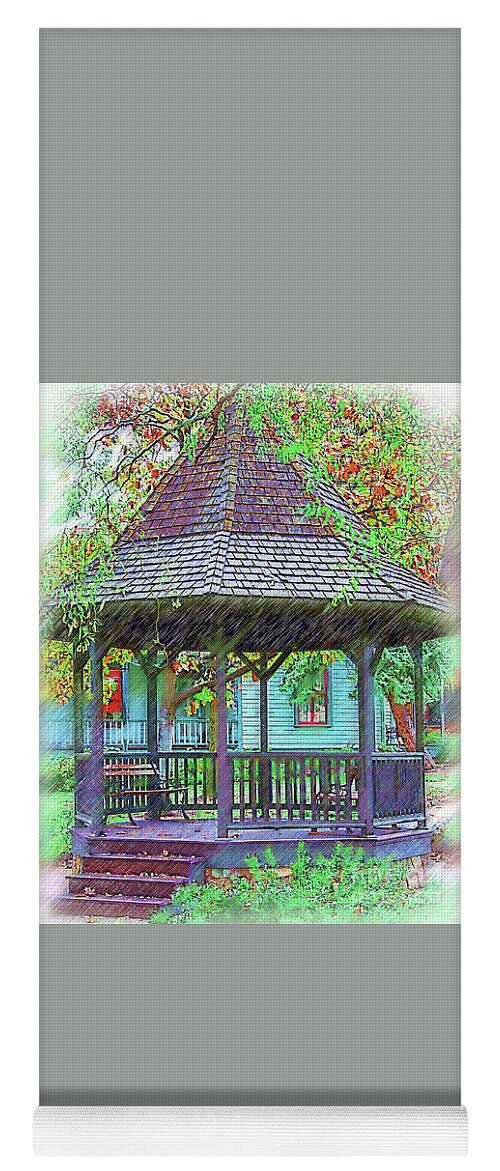 Gazebo Yoga Mat featuring the digital art The Victorian Gazebo Sketched by Kirt Tisdale