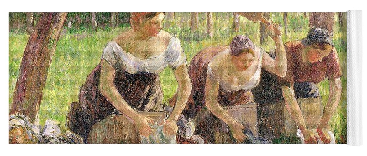 The Yoga Mat featuring the painting The Washerwomen by Camille Pissarro