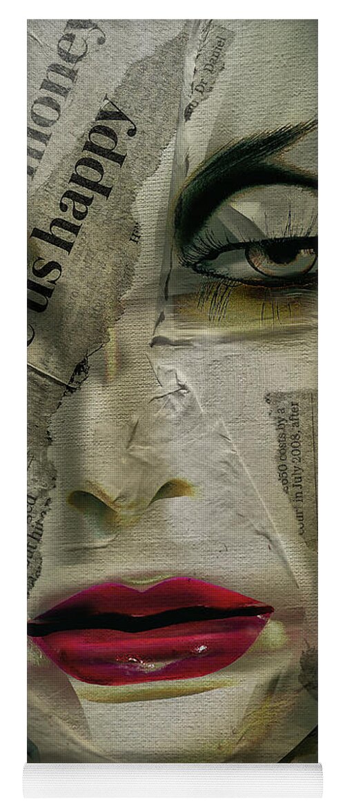 Woman Yoga Mat featuring the digital art The woman with the newspaper by Gabi Hampe