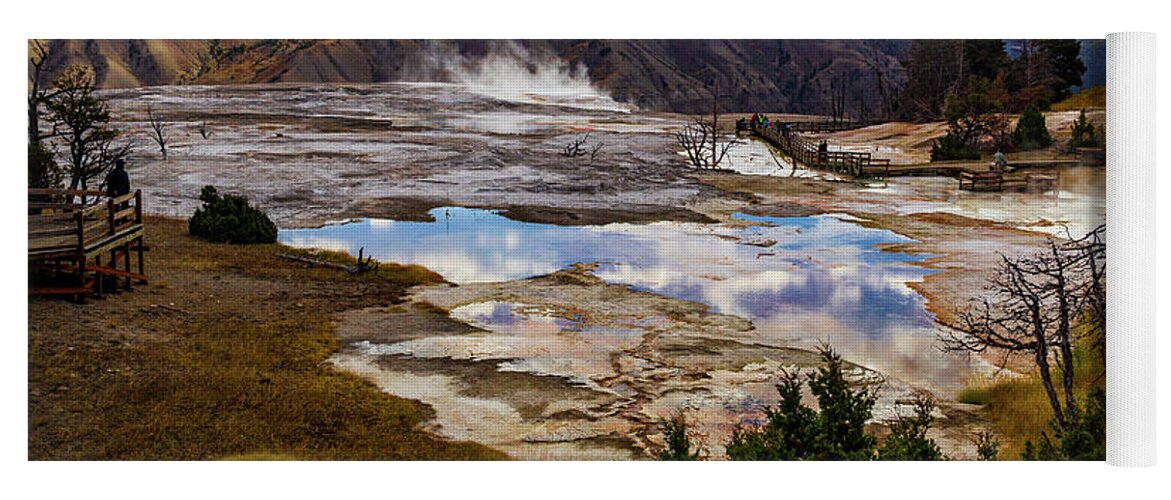 America Yoga Mat featuring the photograph Thermal Pool at Mammoth Host Springs by Roslyn Wilkins