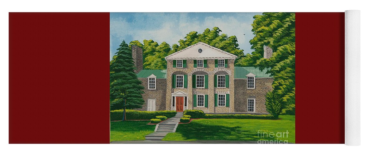 Theta Chi Frat House Yoga Mat featuring the painting Theta Chi by Charlotte Blanchard