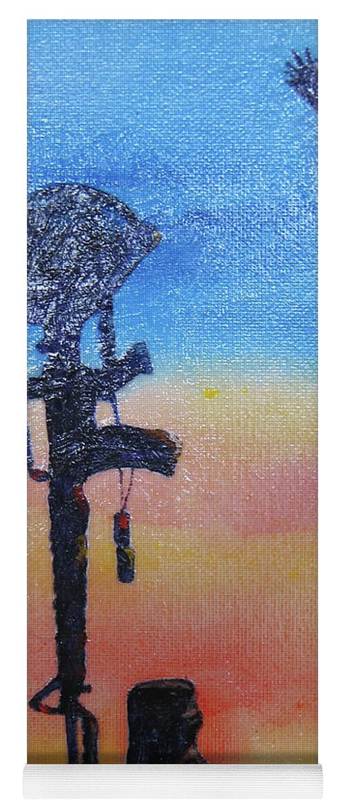 Field Cross Yoga Mat featuring the painting They Gave Their All by Sherry Strong
