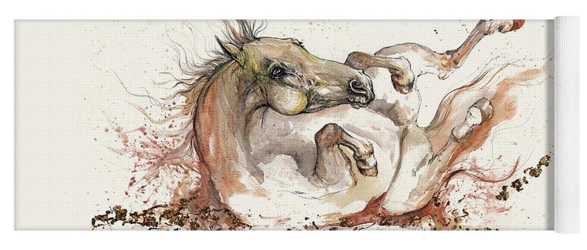 Horse Yoga Mat featuring the painting They See Me Rolling by Ang El
