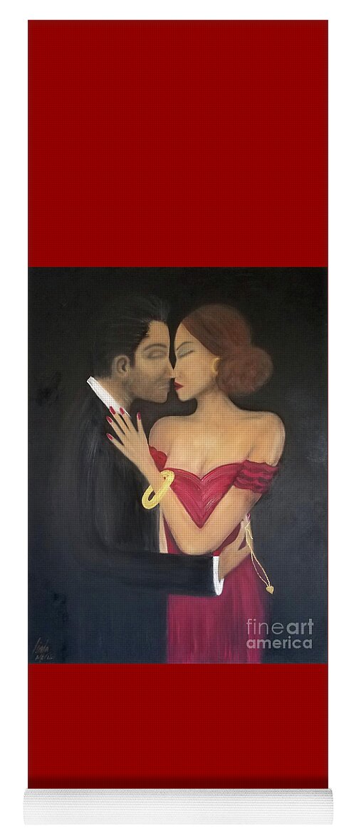 Couples Yoga Mat featuring the painting Thief Of Hearts by Artist Linda Marie
