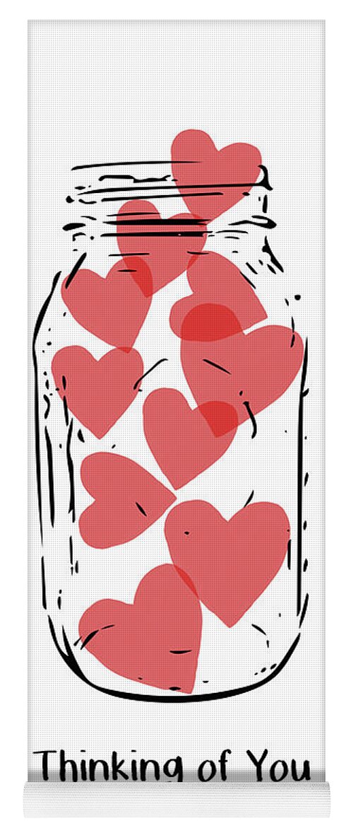 #faaAdWordsBest Yoga Mat featuring the mixed media Thinking Of You Jar of Hearts- Art by Linda Woods by Linda Woods