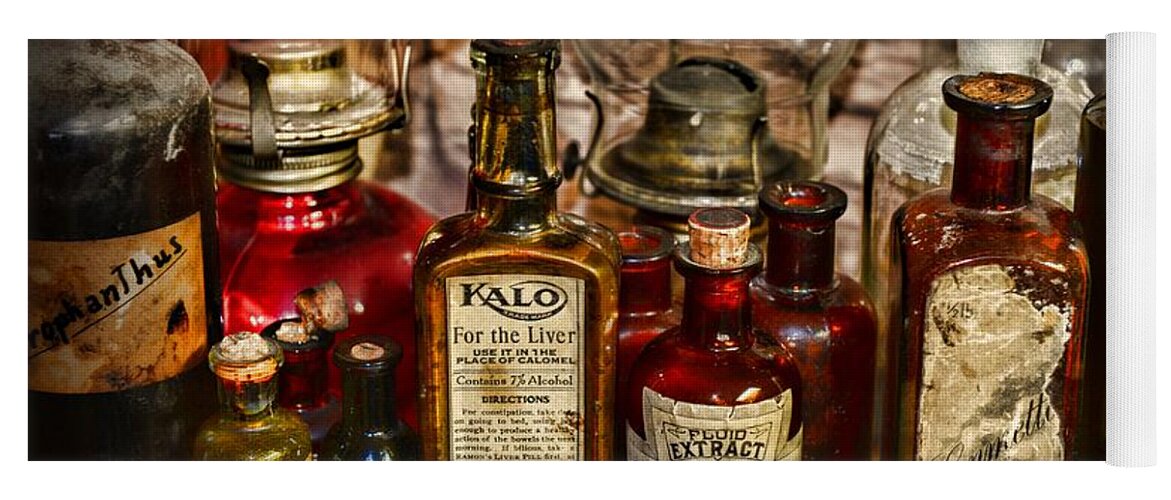 Paul Ward Yoga Mat featuring the photograph Those Old Apothecary Bottles by Paul Ward