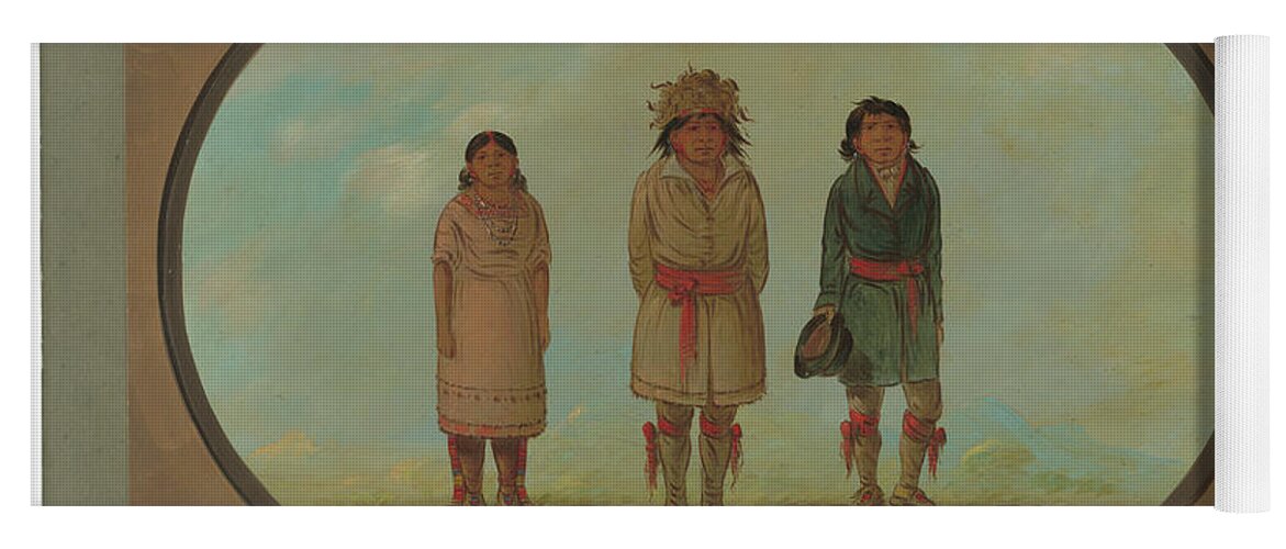 George Catlin Yoga Mat featuring the painting Three Creek Indians by George Catlin
