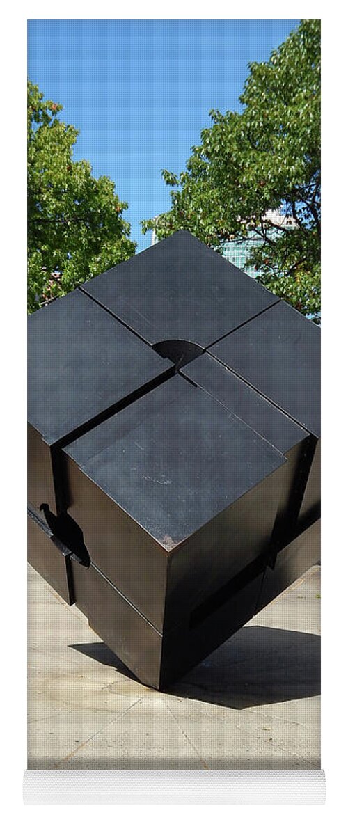 Cube Yoga Mat featuring the photograph Three Dimensional Metal Cube by Phil Perkins