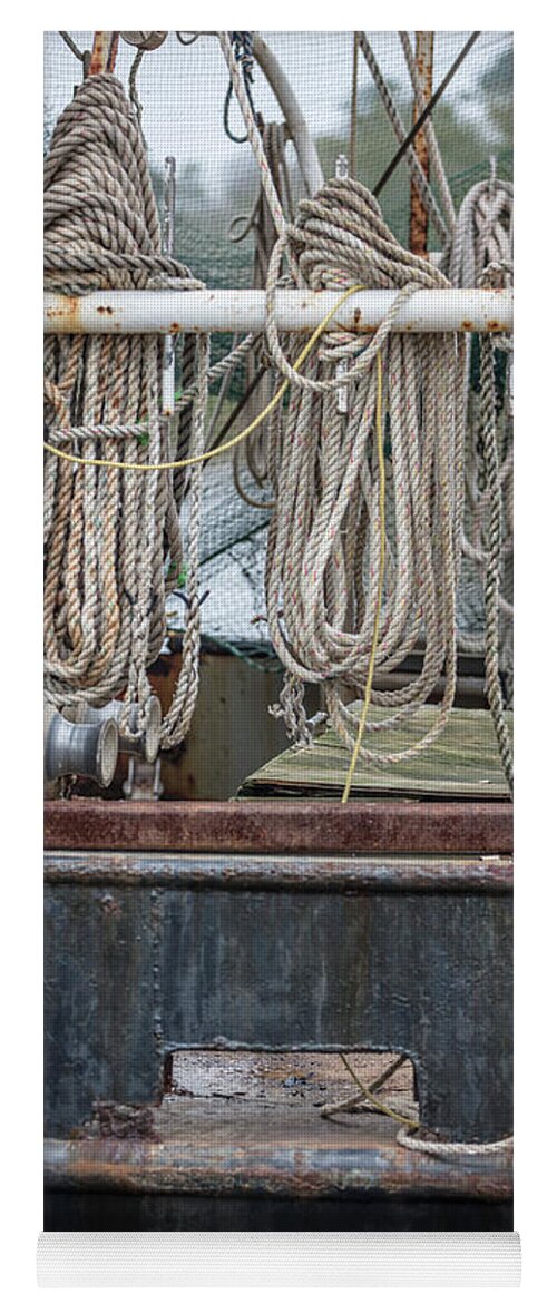 Alabama Yoga Mat featuring the photograph Three Fishing Ropes on Shrimp Boat by John McGraw