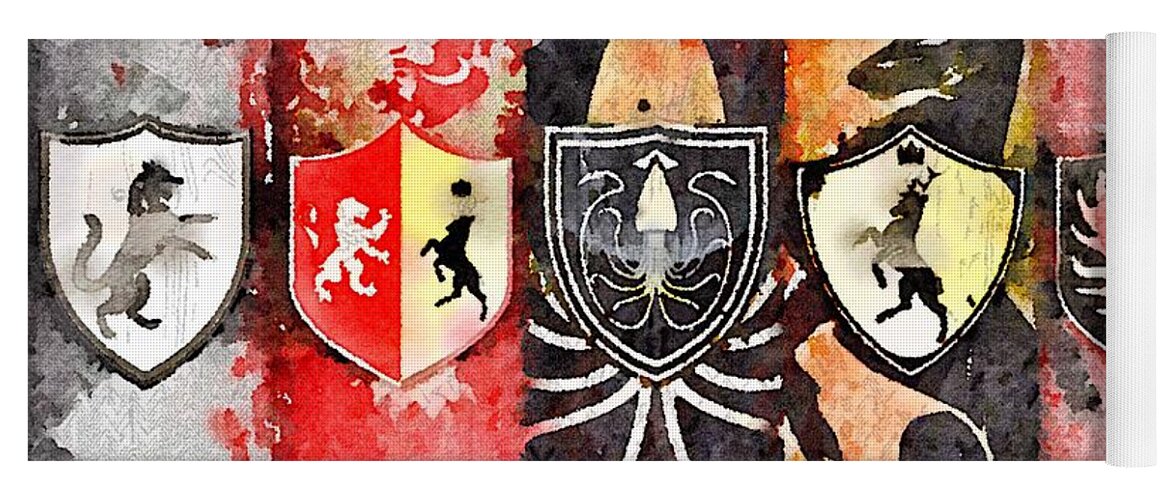Game Of Thrones Yoga Mat featuring the painting Thrones by HELGE Art Gallery