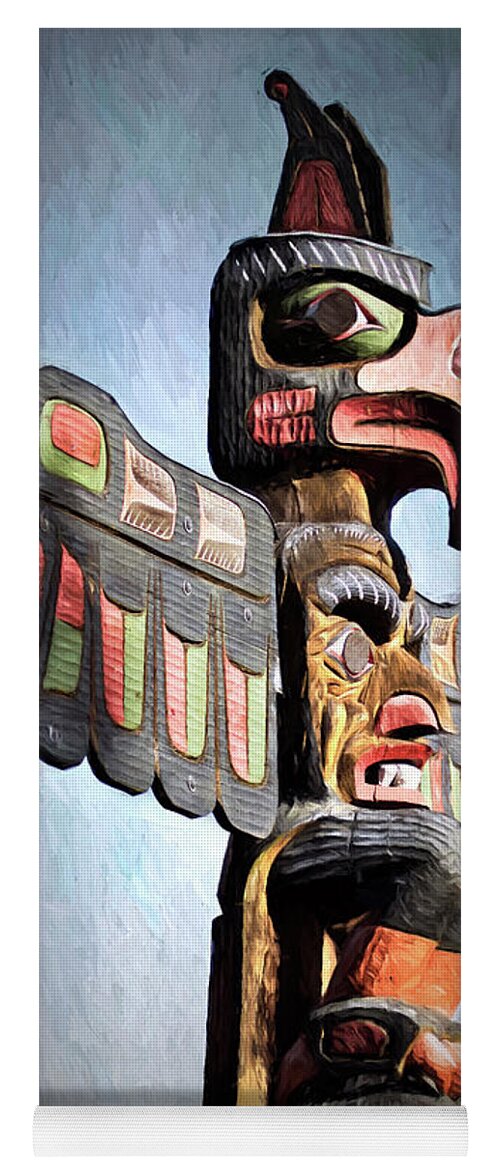 Totem Poles Yoga Mat featuring the photograph Thunderbird Totem Pole - Thunderbird Park, Victoria, British Columbia by Peggy Collins
